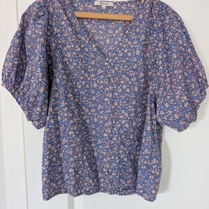 Madewell Blue Floral Blouse